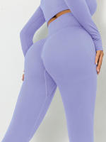 Pantalones de yoga con efecto push-up para mujer, mallas deportivas sin costuras, de secado rápido, de color sólido, para gimnasio y correr - details 5