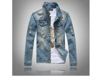 Chaqueta vaquera para hombre, moda primavera-otoño, estilo motero de algodón Retro - details 1