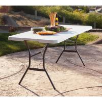 Mesa rectangular plegable blanco efecto granito 185x76x74 cm (92105) - details 1