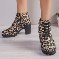 Botas Martin informales para mujer, botines con estampado de leopardo a la moda, zapatos de tacón alto - details 3