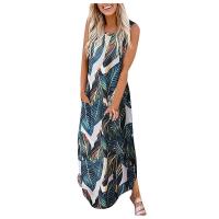 Vestido sin mangas de verano para mujer, vestidos largos estampados a la moda informal para mujer - details 3