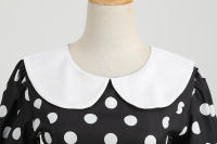 Vestido midi elegante de fiesta con cuello Peter Pan, lunares y mangas cortas abullonadas para mujer, ideal para el verano. - details 31