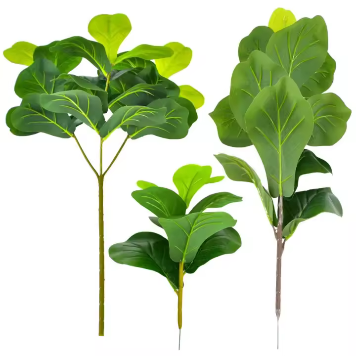 Gran árbol de higuera artificial con hojas de violín, plástico, tacto real, ramas de plantas tropicales de baniano, delicado y vibrante árbol de violín artificial - 1