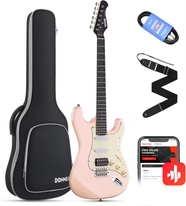 Guitarra Eléctrica para Principiantes 39 Pulgadas, Pastillas S-S-H, Amplificador, Bolsa, Correa, Cuerdas, Afinador, Cable, Púas, DST100 - 1