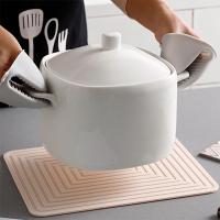 Soporte grande de silicona para ollas, almohadilla cuadrada gruesa de aislamiento térmico, alfombrilla corrugada antideslizante para mesa de cocina, blanco - details 1