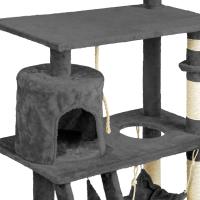Tectake rascador gris para gatos, árbol rascador para gatos, parque de juegos para gatos con columnas de sisal, juguete para gatos para el hogar - details 4