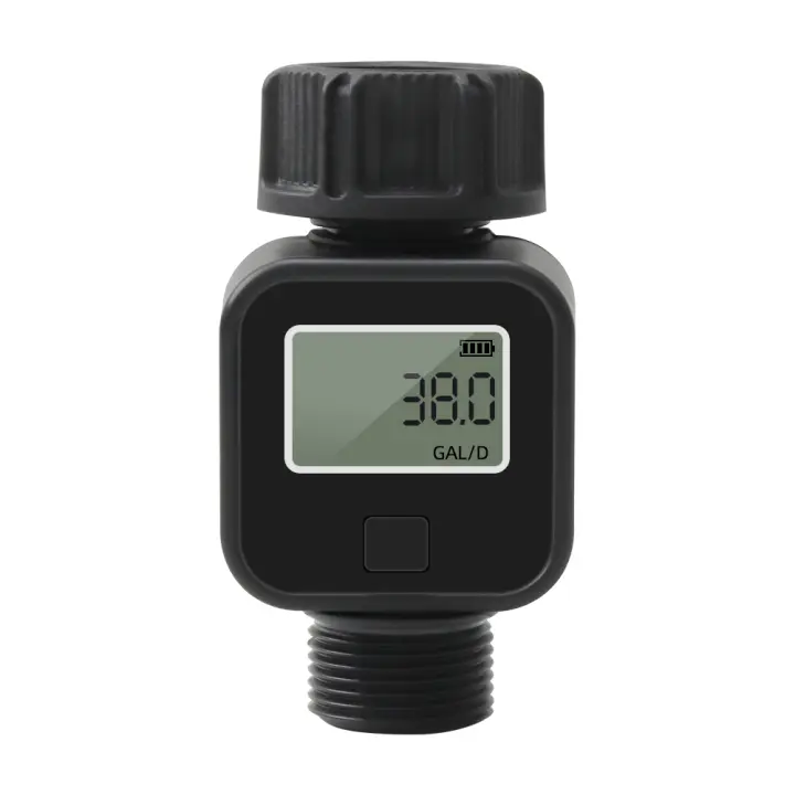Medidor de flujo de agua digital Medidor de agua de manguera de 3/4" Mide el consumo y el caudal de agua con conectores rápidos para jardín al aire libre - 1