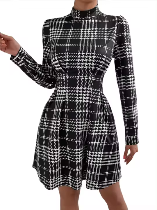 Vestido corto de manga larga para mujer, minivestido informal, A la moda, elegante, para fiesta, moda coreana, Y2k - 1