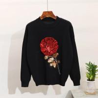 Conjunto de Top y Pantalones para Mujeres Invierno 2 Piezas Chándal Casual Flores Pantalones de Punto con Lentejuelas Conjunto d - details 1