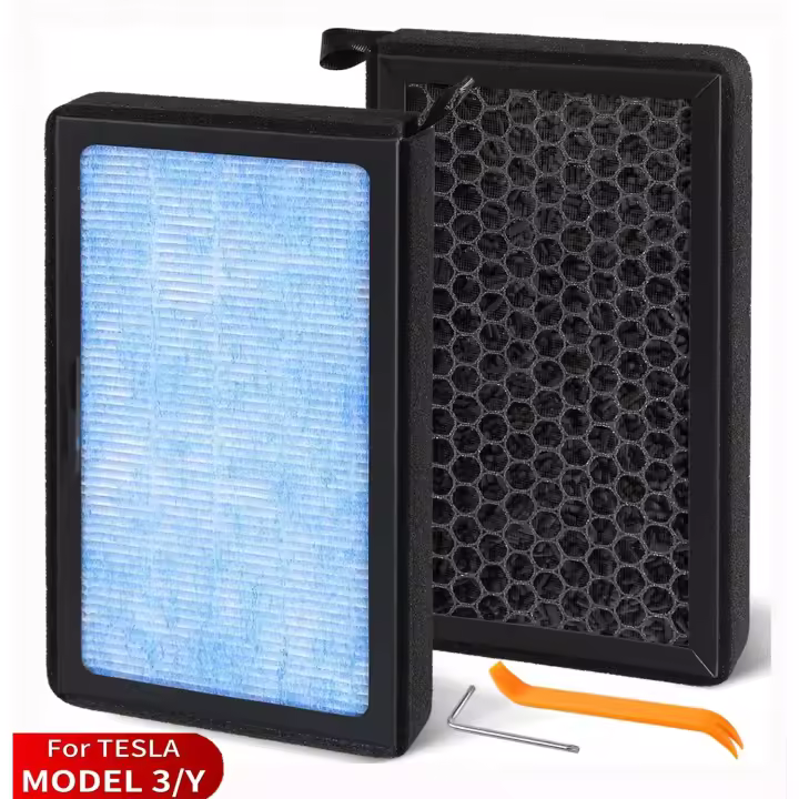 Filtro de aire para Tesla Modelo 3 Modelo Y 2017 2018 2019 2020 2021 2022 2023 2024 2025 2026 HEPA Carbón Activado Accesorios de reemplazo del filtro de aire de cabina de Tesla 2Pack - 1