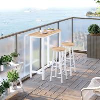 Conjunto de Mesa de Bar y 2 Taburetes, Muebles de Comedor, Mesa Alta y Taburetes de Bar, Barra Cocina y Salon, 140x40x100 cm, Metal + MDF, Roble Claro - details 53