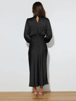 Primavera Verano nuevo vestido de manga larga de satén de gama alta vestido de noche elegante para mujer ropa de fiesta vestidos de celebridades - details 14