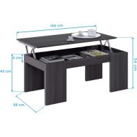 Mesa de Centro Elevable, Mesita de Salon Comedor, Acabado en Gris Ceniza, Medidas: 100 cm (Largo) x 50 cm (Ancho) x 43-54 cm (Alto) - details 2
