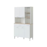 Mueble Auxiliar de Cocina con Ruedas, Mueble Microondas, Armario con 1 Cajón y 2 Puertas, Acabado en Blanco Artik y Cemento, Medidas: 59 cm (Ancho) x 92 cm (Alto) x 40 cm (Fondo) - details 10
