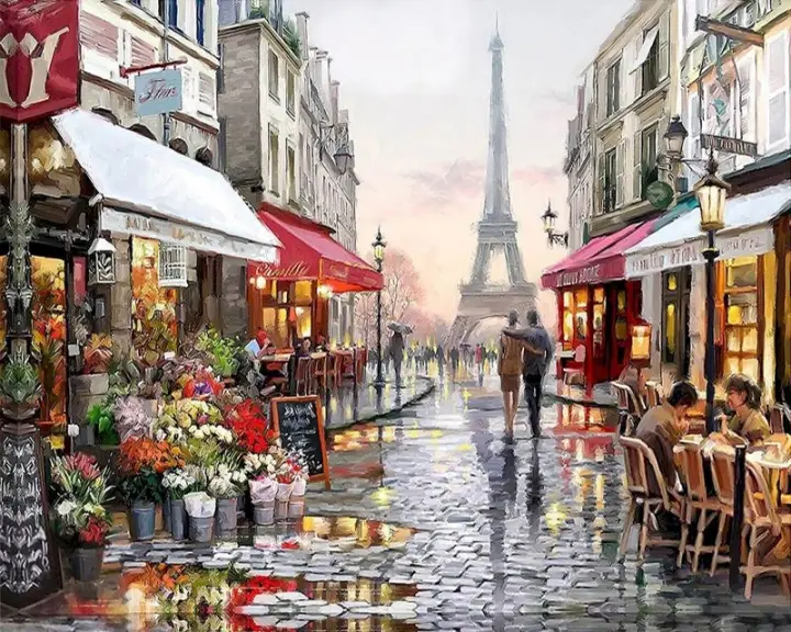 RUOPOTY-pintura por números, lienzo para pintar paisajes, regalo personalizado, 40x50cm - 1