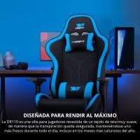 DR110 - Silla Gaming Profesional, Tejido Tejido Alta transpirabilidad, reposabrazos 4D, Ruedas silenciosas, pistón Clase 4, inclinación, cojín Lumbar y Cervical, Color Negro - details 32
