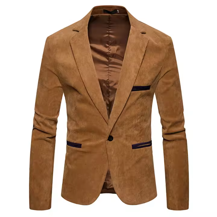 Chaqueta casual de pana de alta calidad, color sólido, estilo elegante, adecuada para negocios y ocio. - 1