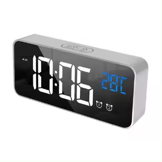 Despertador Reloj Despertador Digital Táctil LED con Espejo y 2 Despertadores. - 1