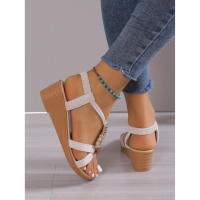 Women Cross Straps Sandals Open Toe Ankle Strap Slingback Wedge Platform Shoes Summer Comfy Boho Shoes - details 8