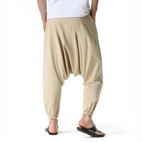 Pantalones de Lineno y Algodón para Hombres Pantalones Anchos Casuales con Cintura Baja - details 12