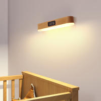 Lámpara De Alimentación Recargable Con Control Remoto, Luz Nocturna Inteligente Con Reloj De Madera Maciza Con Luz Ambiental - details 2