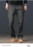 Jeans de Pierna Recta y Cintura Alta para Hombres en Invierno Ajuste Suelto, Largo y Cálido con Tirantes Elásticos Pantalones Cortos de Moda para Hombres Mayores - details 18