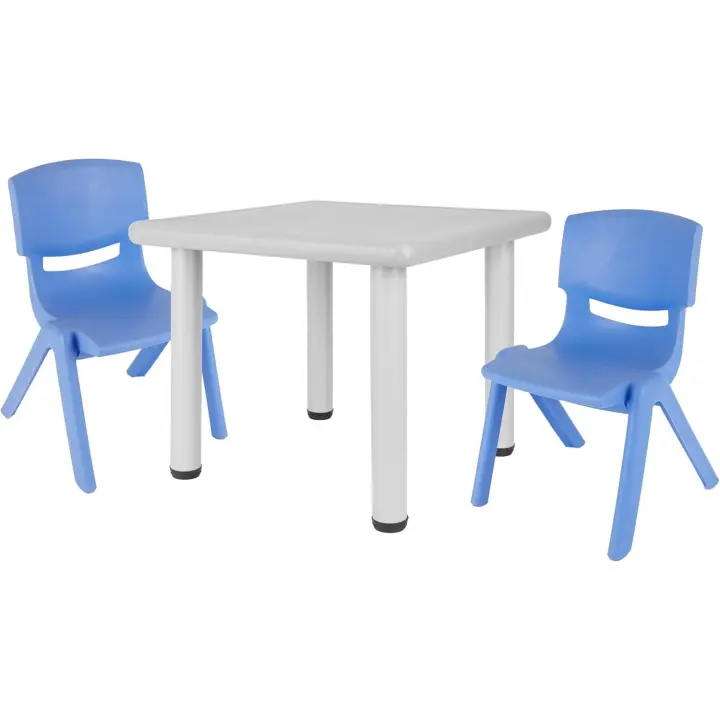 Mesa infantil con 2 sillas |   para interior y exterior |   Mesa infantil con sillas apilables y resistentes a la inclinación |   Mesa de manualidades para niños mesa de pintura para niños mesa de - 1