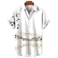 Moda Verano 2023 Camisa de Cuello Redondo con Estampado de Simbolo de Música - details 11