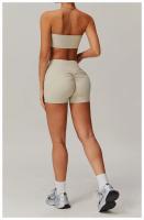 Pantalones cortos de Yoga de cintura alta afilados para mujer, pantalones cortos deportivos ajustados de secado rápido con realce de melocotón para correr y Fitness - details 4
