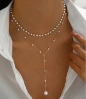 Collar en capas elegante decorado con perlas de imitación para mujer, collar con colgante de cuentas estilo bohemio para fiesta, decoración diaria, joyería exquisita y moderna para regalo de cumpleaños, regalos del día de la madre - details 1