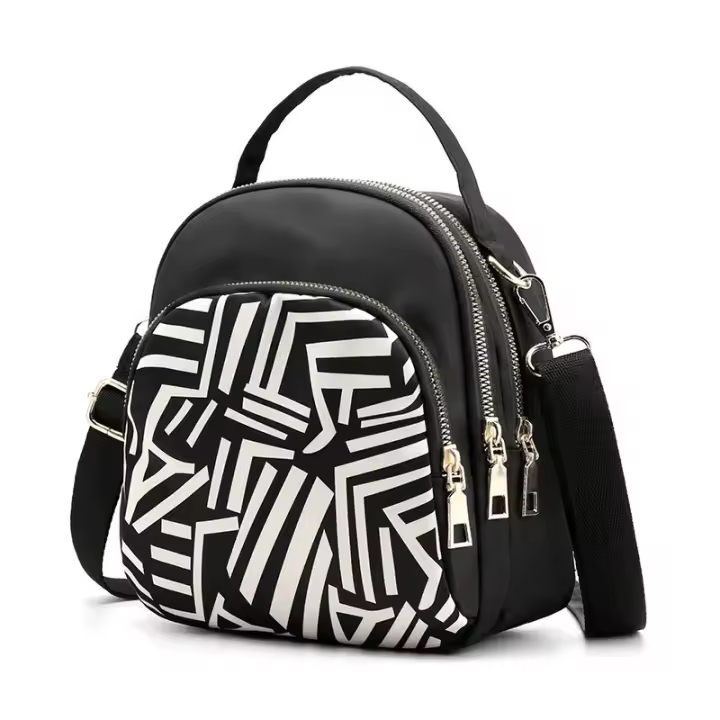 Mochila con estampado de moda para mujer, bolso cruzado de nailon de gran capacidad, multicapa, mochilas escolares, mochila de viaje impermeable - 1