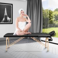 Camilla de masaje plegable para cosmética: mesa de masaje de madera de 2 zonas, mesa de masaje móvil, banco de masaje para fisioterapia y tatuaje - details 5
