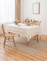 Inyahome - Manteles de algodón blanco de alta calidad, manteles de lino suave para fiestas, cafetería y cocina, elegante Navidad - details 5
