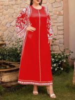 Mia Muse Ramadan Essentials Abaya clásico tradicional ral estampado manga acampanada cuello redondo Midi vestidos casuales - details 4