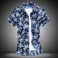 Camisa azul negra púrpura con solapa de un solo pecho de manga corta estampada blanca de verano para hombre, talla asiática M-5XL 6XL 7XL - details 11