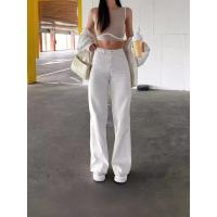 Nuevos Pantalones Casuales De Cintura Alta Para Mujer 2024 Estilo Recto Lavado Color Sólido Ajustados Todo Acabado - details 2