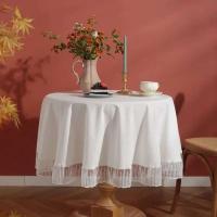 Mantel circular elegante Ence edge, tela de algodón, decoración de mesa de fiesta de cocina, anti piscina, lavable a máquina - details 10