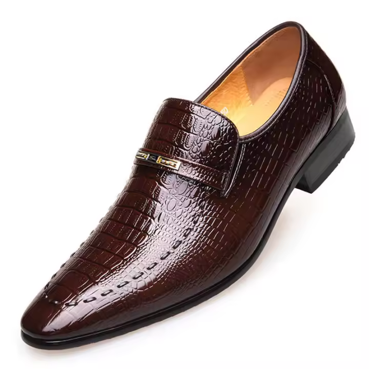 Zapatos de cuero para hombres con patrón de cocodrilo de imitación de gran tamaño, zapatos casuales para hombres bajos - 1
