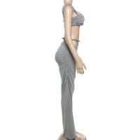 BUNO-Conjunto de 2 piezas de tejido para mujer, camisolas cortas plisadas lisas impresionantes + faldas largas de cintura alta, traje de vacaciones de tendencia femenina - details 79