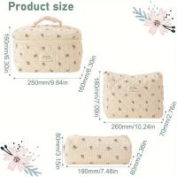 Bolsa de maquillaje acolchada de algodón, neceser grande de viaje para cosméticos, bonito neceser Kawaii Floral, 3 piezas - details 3