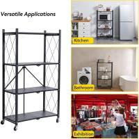 Estantería Plegable de Metal Negro 4 Niveles Carga Pesada Ideal para Cocina, Oficina, Garaje - details 5