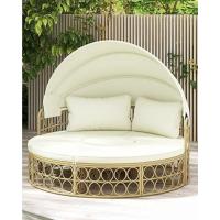 Juego de Muebles de Jardín 3 Piezas, 2 Sillones con Cojines y 1 Mesa con Tablero de Cristal, Conjunto de Muebles de Ratán para 2 Personas, Juego de Bistró para Balcón, Patio (Beige) - details 13