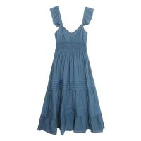 Vestido de tirantes con volantes dulce y femenino para comercio exterior, vestido Midi ajustado de cintura alta con forro para verano - details 2