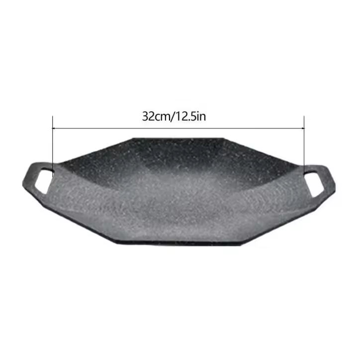 Plato colgante antiadherente octogonal para acampar al aire libre de estilo coreano, olla para carne para barbacoa, accesorios de cocina - 1