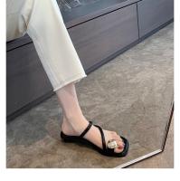 Verano nueva espina de pescado fondo plano cabeza cuadrada palabra con dedo del pie zapatillas geniales mujeres - details 15