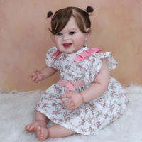 Juguete de bebé Reborn de silicona con piel de pintura 3D para niña, muñeca de Arte de princesa sonriente realista de 55 CM con vena, colección de casa de juegos - details 5