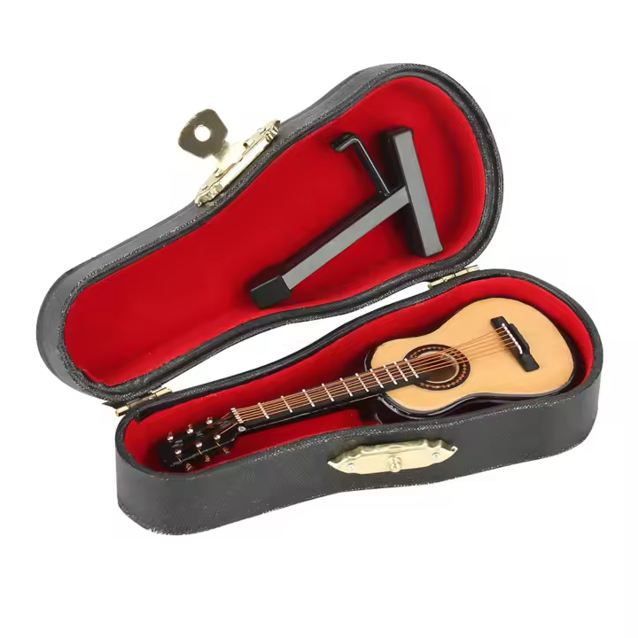 Modelo de guitarra de madera en miniatura, exhibición, Mini adornos musicales, artesanía, decoración del hogar - 1
