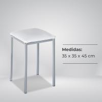 Dos taburetes de cocina modelo cuadrado de polipiel blanca con estructura de metal blanco, altura del asiento: 45 cm - details 7