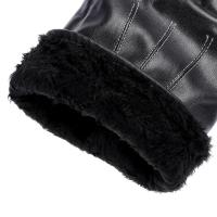 Guantes Térmicos de cuero para hombre, manoplas de dedo completo, impermeables, a prueba de viento, pantalla táctil, color negro y marrón, Invierno - details 4