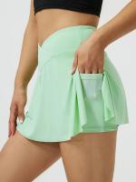 Shorts Deportivos de Mujer con Cinturilla Cruzada y Bolsillos en Color Verde Menta - Alta Talla para Tenis, Golf y Entrenamiento - details 1